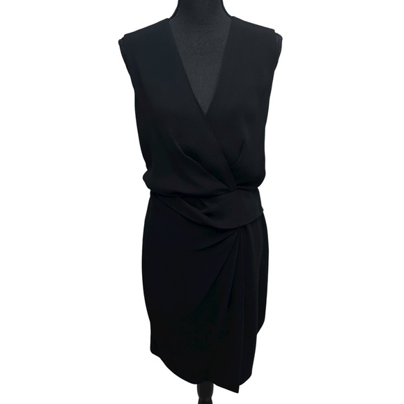Diane Von Furstenberg Sleeveless Knee Length Black Dress Size 8 Ruching Slimming - Picture 12 of 12
